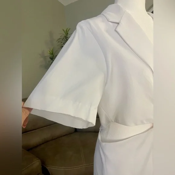 NWT Zara White Cut Out Mini Dress Sz L Summer Cocktail Party Event Trend Style - Picture 6 of 16